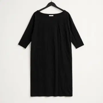 프리볼 무릎 기장 원피스 I라인 원피스 블랙 M 사이즈 7부 소매 심플