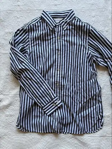 BEAMSBOY 블랙 스트라이프 긴팔 셔츠