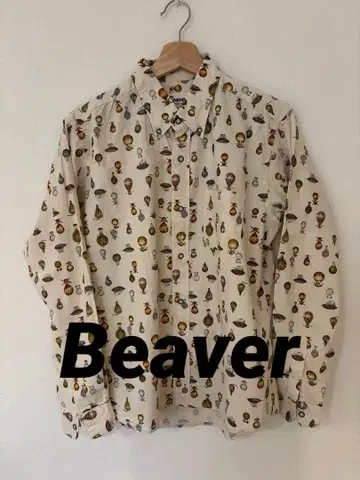 Beaver 열기구 프린트 긴팔 셔츠 Lsize