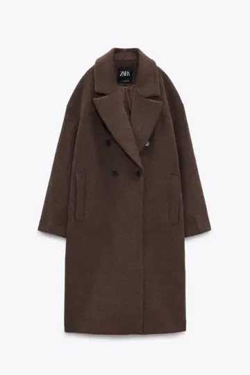 ZARA 브라운 더블 버튼 롱 체스터 코트