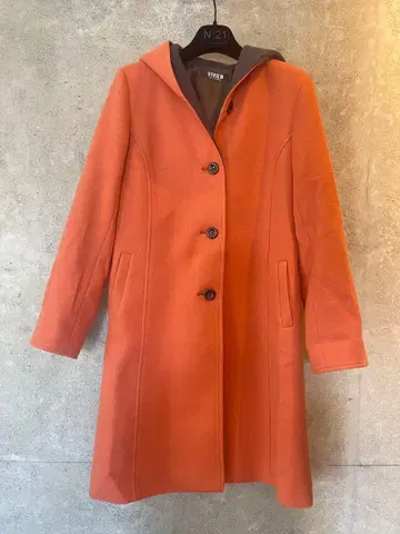 컨디션 최상 미카사야 VIVIEN 후드 부착 오렌지 롱 코트