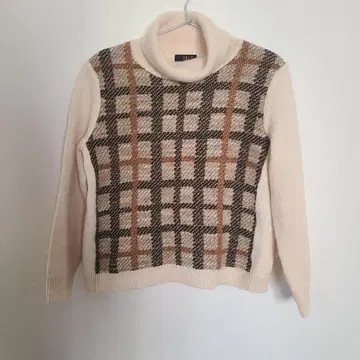 DAKS 체크 무늬 터틀넥 니트