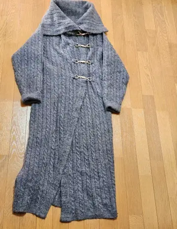 Ambient 케이블 니트 더플 코트 그레이