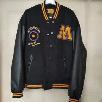 울 가죽 바시티 자켓 M 자수 포함