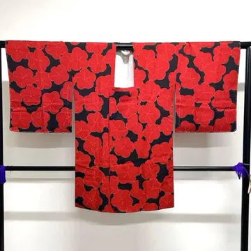 미착용 도행 코트 매화 꽃 블랙 베이스 멋스러운 기모노 030k