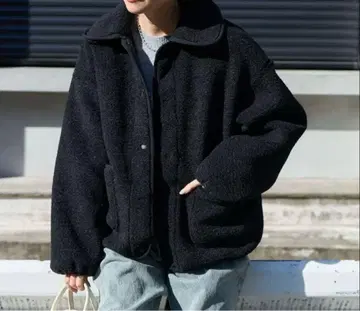 FREAK'S STORE 둥근 카라 컷 보아 자켓 블랙