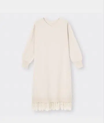 GU 니트 원피스 레이스 헴 니트 원피스