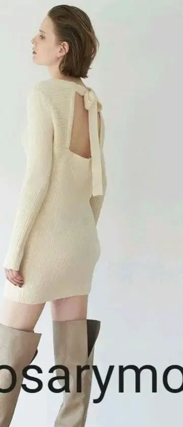 [ Rosarymoon ] 백리본 니트 원피스 그레이 F