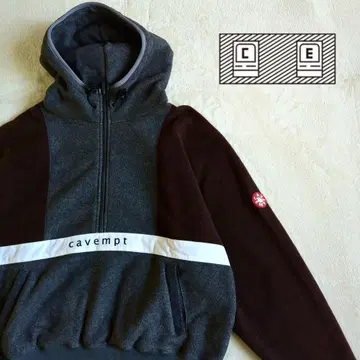 C.E 플리스 컬러 블록 아노락 후드티