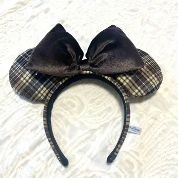 디즈니 미니 머리띠 체크 브라운