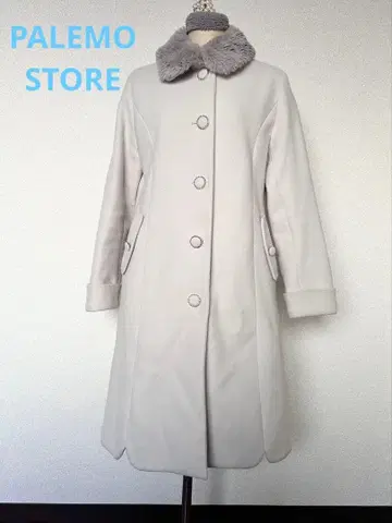 PALEMO STORE 라이트 그레이 퍼 롱 코트