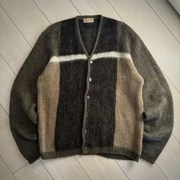 Special vintage 60s 모헤어 가디건 패널 그린