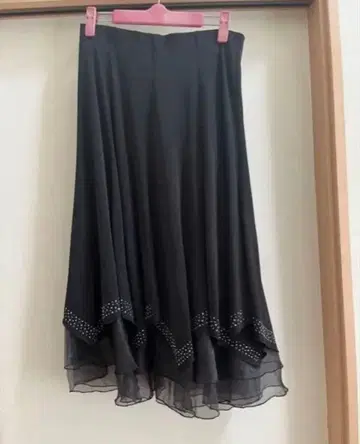 사교댄스 비쥬 블랙 플레어 스커트