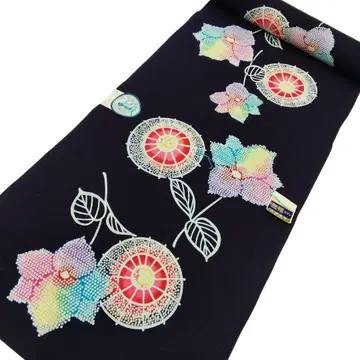 유카타 옷감 본염 꽃 면 #1144