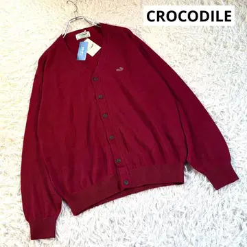 미사용 Crocodile 크로커다일 버건디 V넥 가디건 L