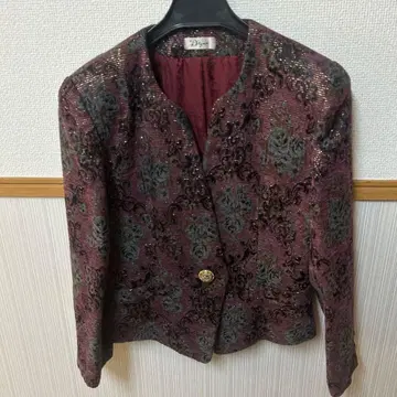 D'azur 노카라 자켓 적자색 꽃무늬 9호