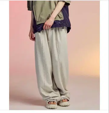 MAISON SPECIAL 라이트 그레이 스웨트 팬츠