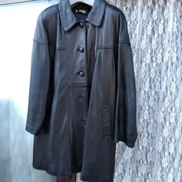 블랙 양가죽 롱 코트