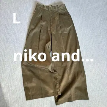 새상품급 niko and - 니코앤드 턱 와이드 팬츠 리오셀 카키 L