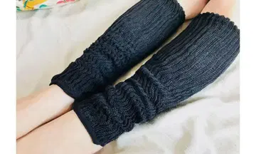 새상품 실크 코튼 레그 워머 블랙 약 45cm