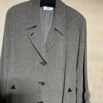 그레이 헤링본 더블 브레스트 롱 코트