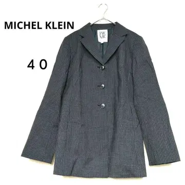 새상품급 미셸클랜 40 그레이 스트라이프 테일러드 자켓 긴 길이