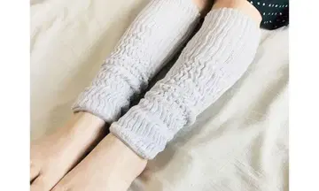 새상품 실크 코튼 레그 워머 그레이 약 45cm