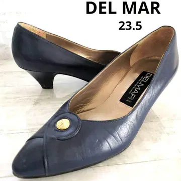 DEL MAR 네이비 펌프스 버튼 포함 23.5 소프트 가죽