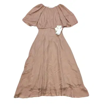 스나이델 롱 원피스 반팔 시어 플리츠 드레스 A라인 0 S상당