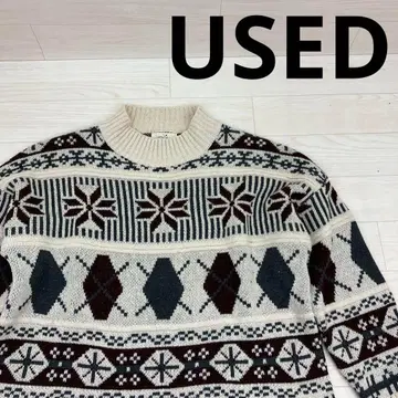 USED 구제 의류 유즈드 노르딕 무늬 스웨터 니트