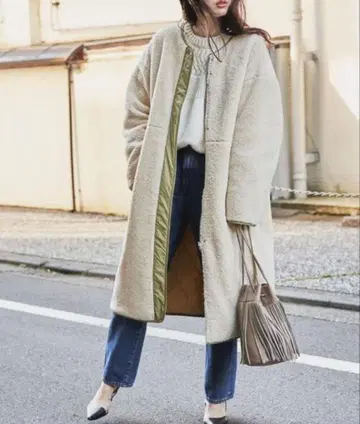 [ coen ] 2WAY 보아 x 퀼트 리버서블 코트 medium 사이즈