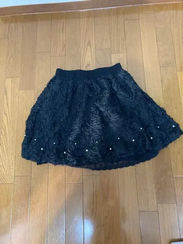 axes 입체 장미 원단 플레어 스커트(M) 블랙