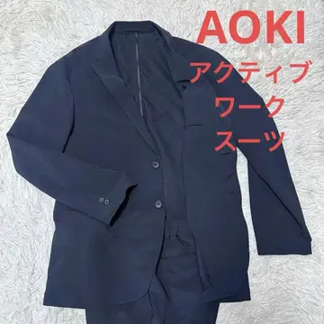 AOKI 액티브 웍스 슈트 블랙 M 워셔블 스트레치