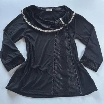 axes femme 블랙 벨로아 긴팔 셔츠 페어리 그런지 모리걸