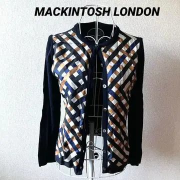 매킨토시 런던 이소재 절개 체크 가디건 S 울