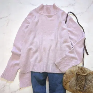 세탁 가능 릴리린 캐시미어 100% 하이넥 니트 슬릿 풀오버