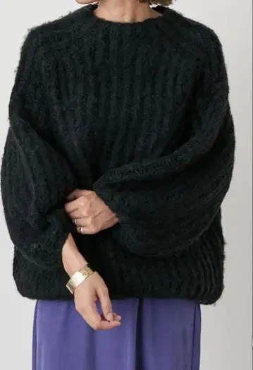 [ Omekashi ]  풀오버 리브 편직 스웨터