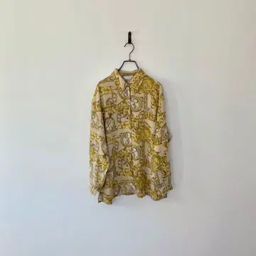 구제 스카프 패턴 셔츠 실크 올 패턴 베이지 레트로 멋진 개성 있는 아트