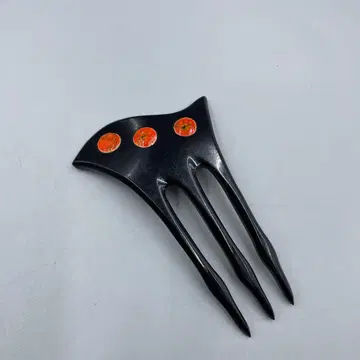 20 빈티지 수지 블랙 컬러 헤어콤 오렌지 장식 포함