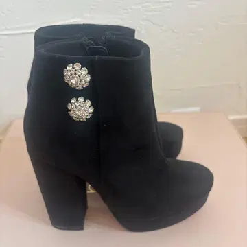 미셸 마카롱 블랙 스웨이드 비쥬 부티 xs