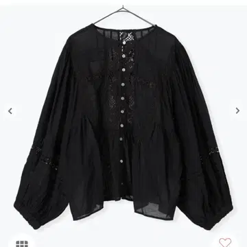 절개 레이스 부착 프론트 오픈 블라우스