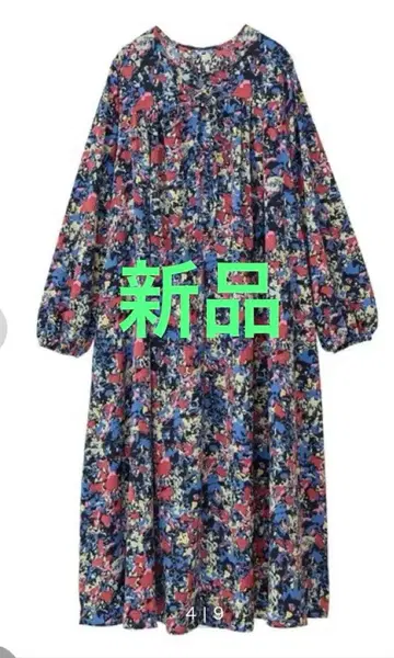 ESCAR 롱 원피스 블랙/멀티 컬러 사이즈 F