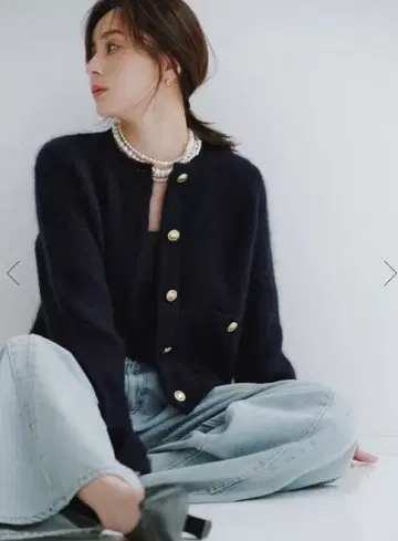 캐시미어 브랜드 노카라 니트 자켓 NAVY