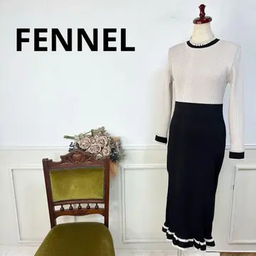 새상품급 FENNEL 바이컬러 리브 니트 원피스