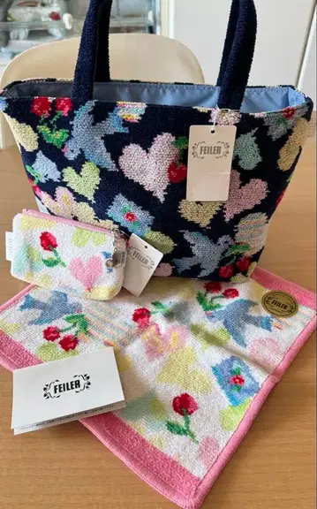 FEILER 토트백 손수건 파우치 3종 세트