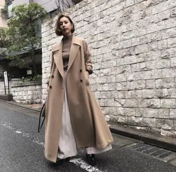 AMERI 빈티지 리틀 플레어 롱 코트