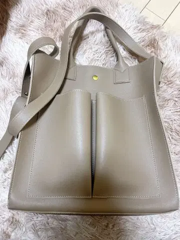 베이지 가죽풍 숄더백