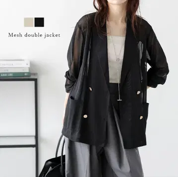 SUGAR BISKET 자켓 시어 메쉬 더블 자켓