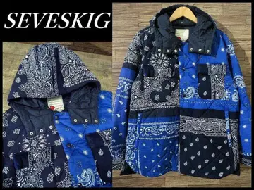 세브시그 고기능 충전솜 V랩 빈티지 반다나 패치워크 자켓