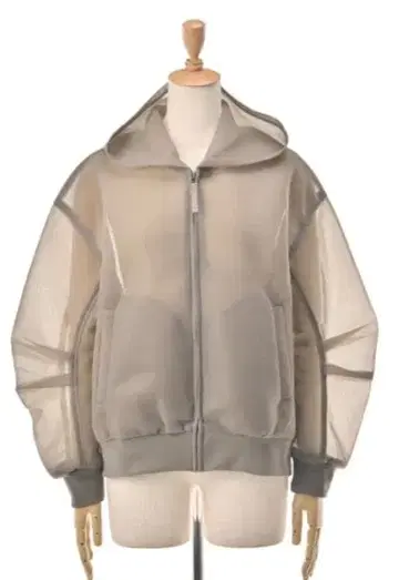 Anne Coquine 종이상자 니트 시어 후드 블루종 사이즈 L